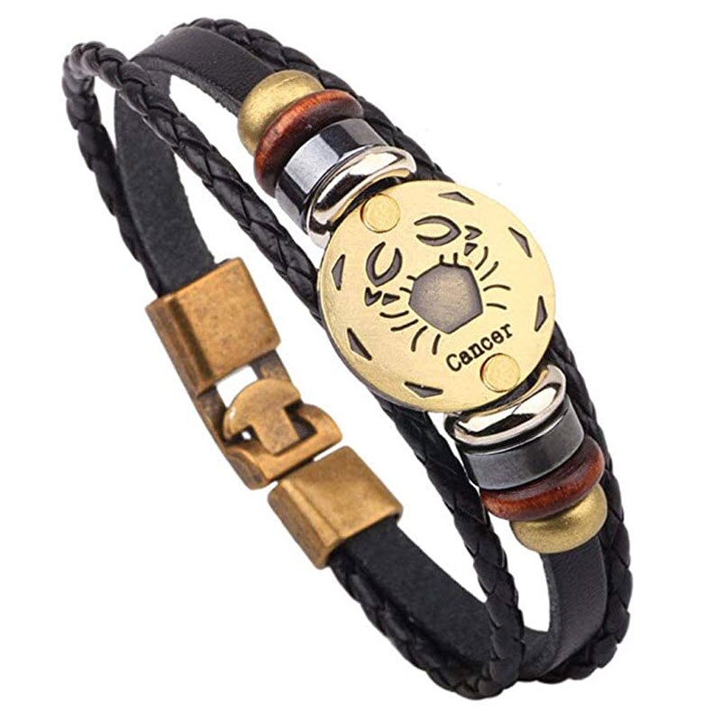 Bratara zodiac pentru barbati, Handmade, Model Rac, Negru