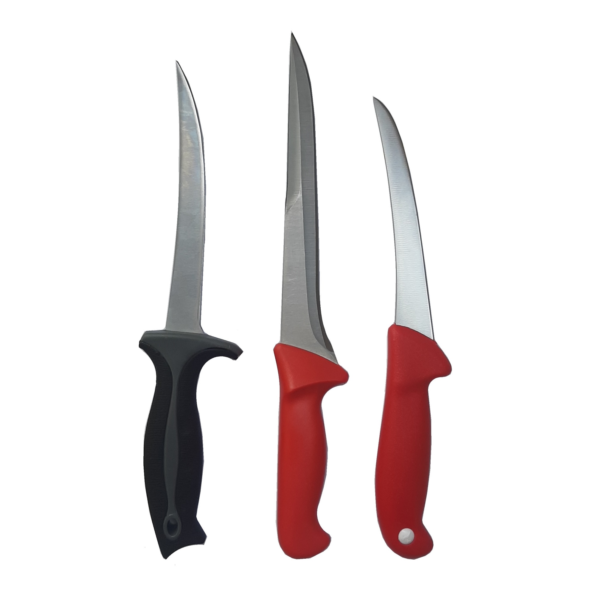 Set 3 cutite profesionale pentru macelarie, injunghiat, filitat, dezosat, Red-WS