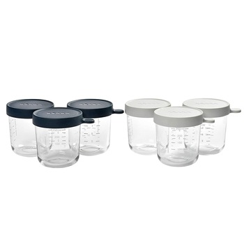 Set Beaba 6 recipiente sticla 250ml - Bleumarin Set Beaba 6 recipiente sticla 250ml - Bleumarin