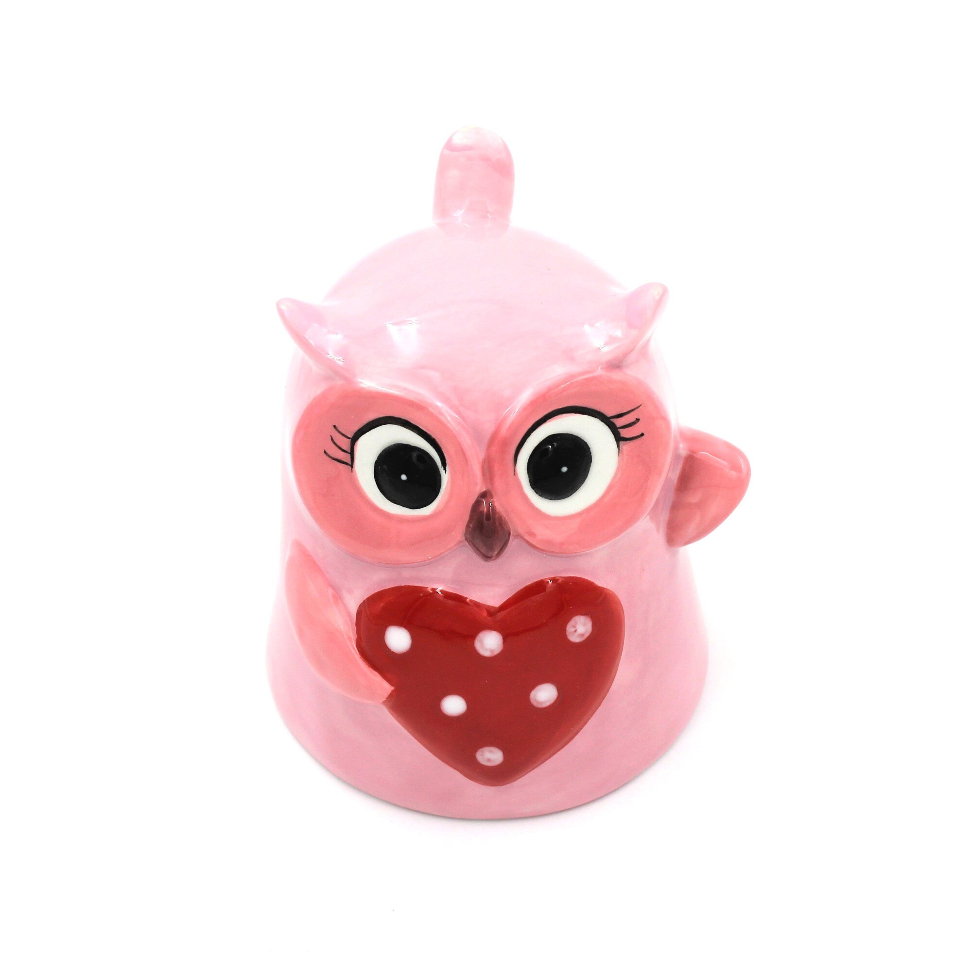 Cana figurina upside-down Bufnita Roz, din ceramica, 320 ml
