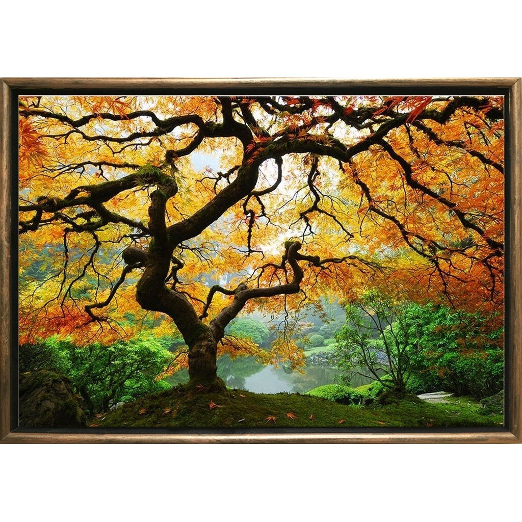 Tablou DualView Startonight Artar toamna, Rama exterioara Luxury Bronze, luminos in intuneric, 70 x 100 cm