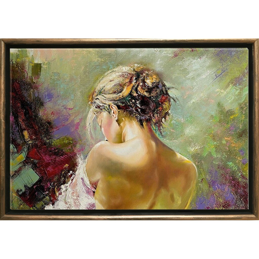 Tablou DualView Startonight Spate de femeie, Rama exterioara Luxury Bronze, luminos in intuneric, 70 x 100 cm