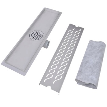Rigola pentru dus liniara model ondulat, vidaXL, Otel inoxidabil, 53 x 14 cm, Argintiu Rigola pentru dus liniara model ondulat, vidaXL, Otel inoxidabil, 53 x 14 cm, Argintiu