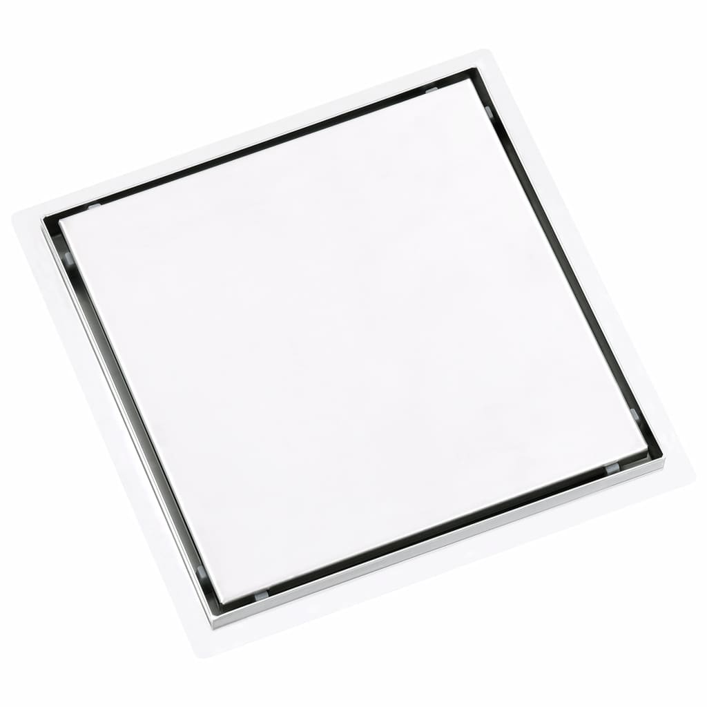 Rigola de dus cu capac plat, vidaXL, Otel inoxidabil, 25 x 25 cm, Argintiu