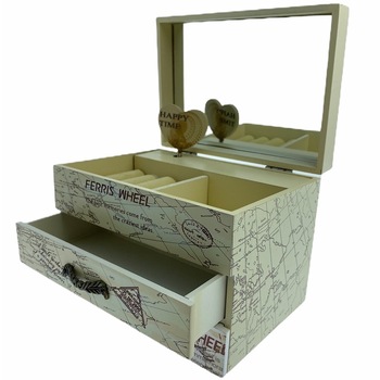 Cutie de bijuterii, lemn, mesaj Ferris Wheel, 17,5 x 12,5 x 13,5 cm Cutie de bijuterii, lemn, mesaj Ferris Wheel, 17,5 x 12,5 x 13,5 cm