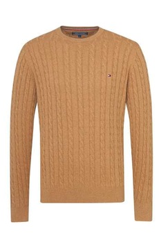 Pulover barbati cu amestec de lana, Tommy Hilfiger, Maro Mustar Pulover barbati cu amestec de lana, Tommy Hilfiger, Maro Mustar