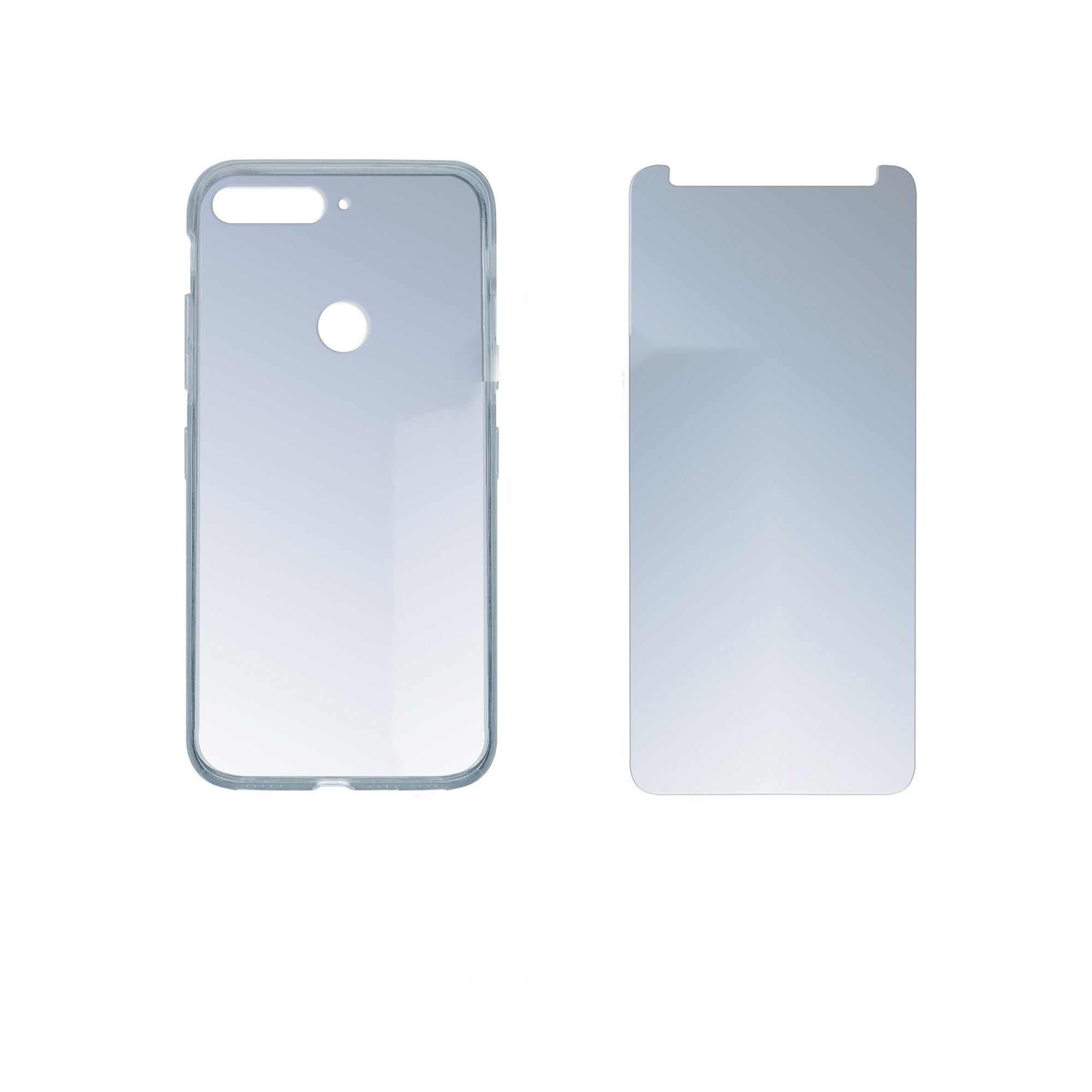 Set de husa subtire din silicon si protectie din sticla 4smarts 360°, pentru Huawei Y7 2018, Prime Y7 2018, transparent