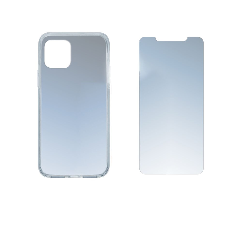 Set de husa din silicon subtire si protectie din sticla 4smarts 360°, pentru iPhone 11, transparent
