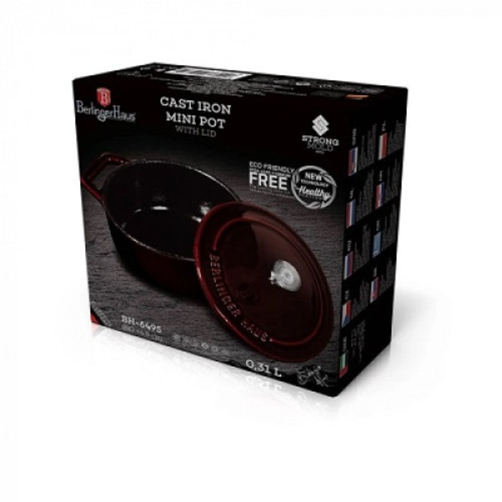 Berlinger Haus Burgundy Metallic Line Serpenyő, Zománcozott, Öntöttvas, 10 cm-es