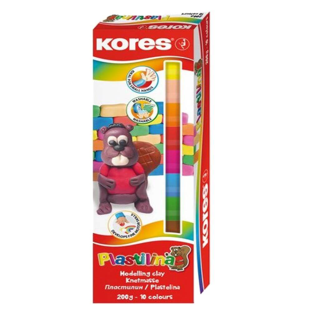 Plastilina Colorata KORES, 10 Culori/Set, 200 g