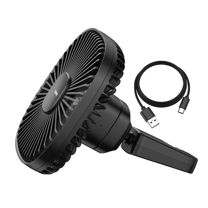USB вентилатор Baseus Natural Wind Magnetic Rear Seat Fan, прикрепящ се към седалката на кола, черен