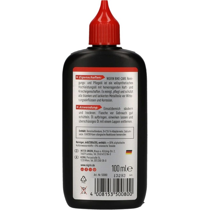 Tisztító és karbantartó olaj, Nigrin Bike-Care, 100 ml