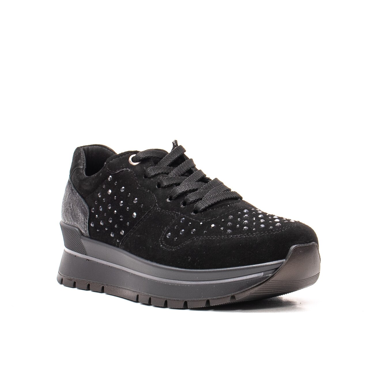 Pantofi dama casual, piele naturala intoarsa, IC608360 10117, Negru