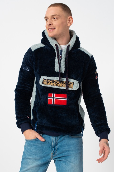Geographical Norway, Суитшърт Gymclass с качулка и цип, Бледо синьо/Тъмносин