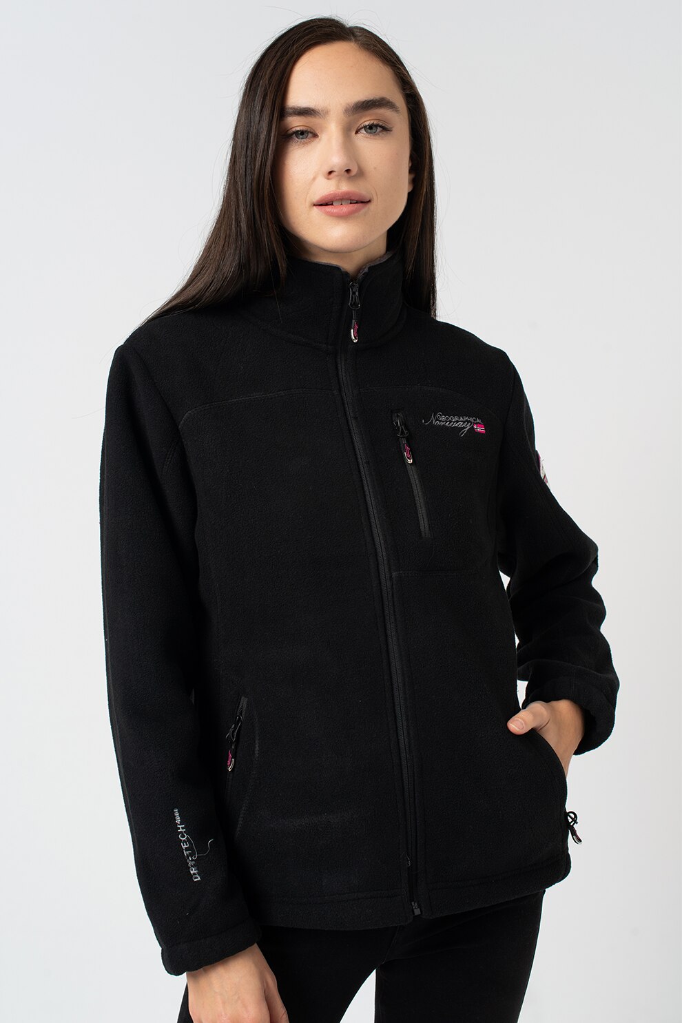 Geographical Norway, Bluza sport din fleece, cu fermoar Uzele, Negru