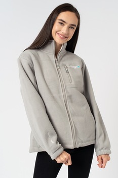 Geographical Norway, Bluza sport din fleece, cu fermoar Uzele, Gri deschis Geographical Norway, Bluza sport din fleece, cu fermoar Uzele, Gri deschis
