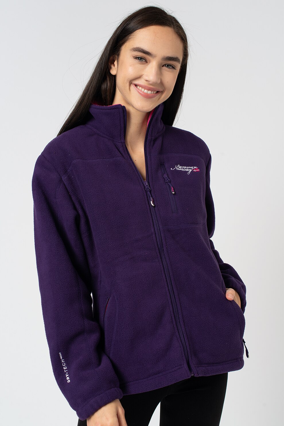 Geographical Norway, Bluza sport din fleece, cu fermoar Uzele, Violet