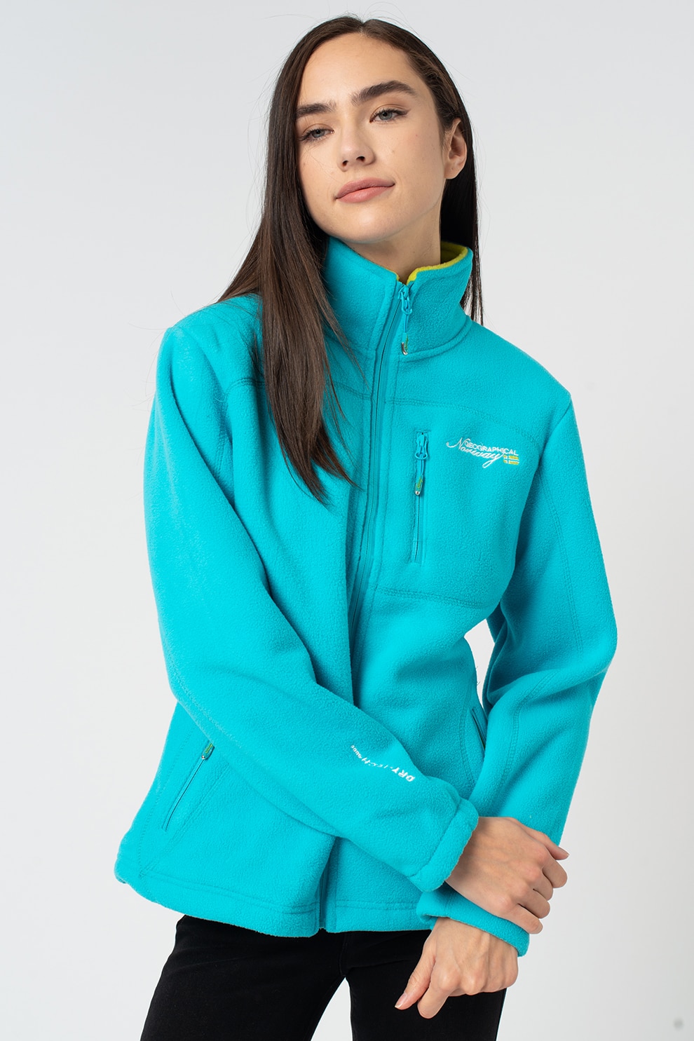 Geographical Norway, Bluza sport din fleece, cu fermoar Uzele, Turcoaz