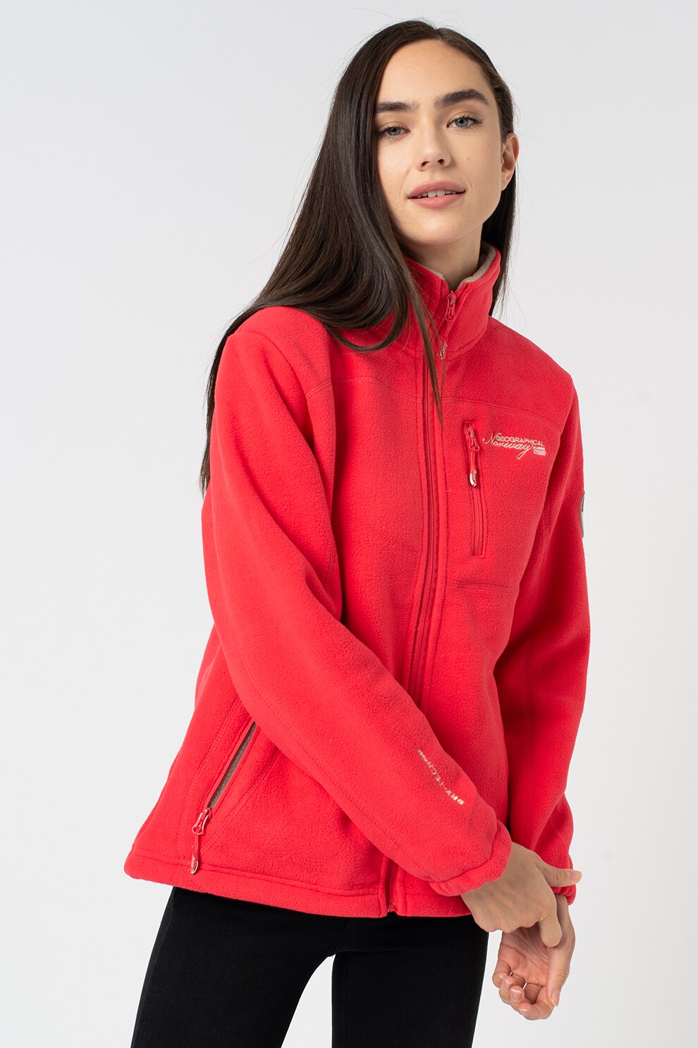 Geographical Norway, Bluza sport din fleece, cu fermoar Uzele, Roz aprins