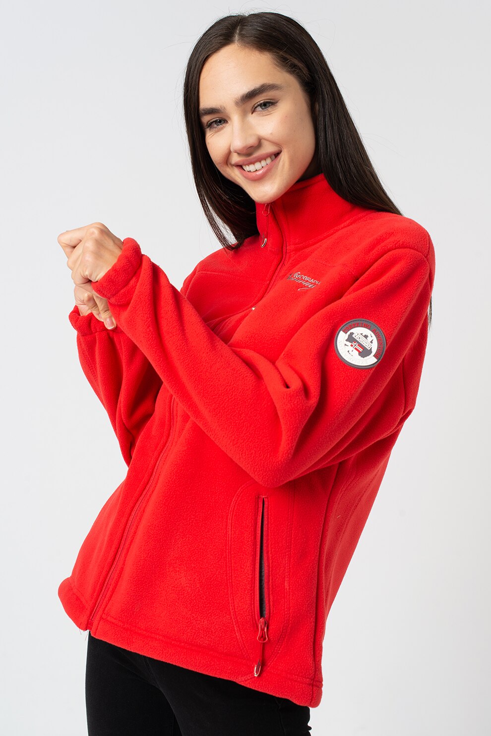 Geographical Norway, Bluza sport din fleece, cu fermoar Uzele, Corai