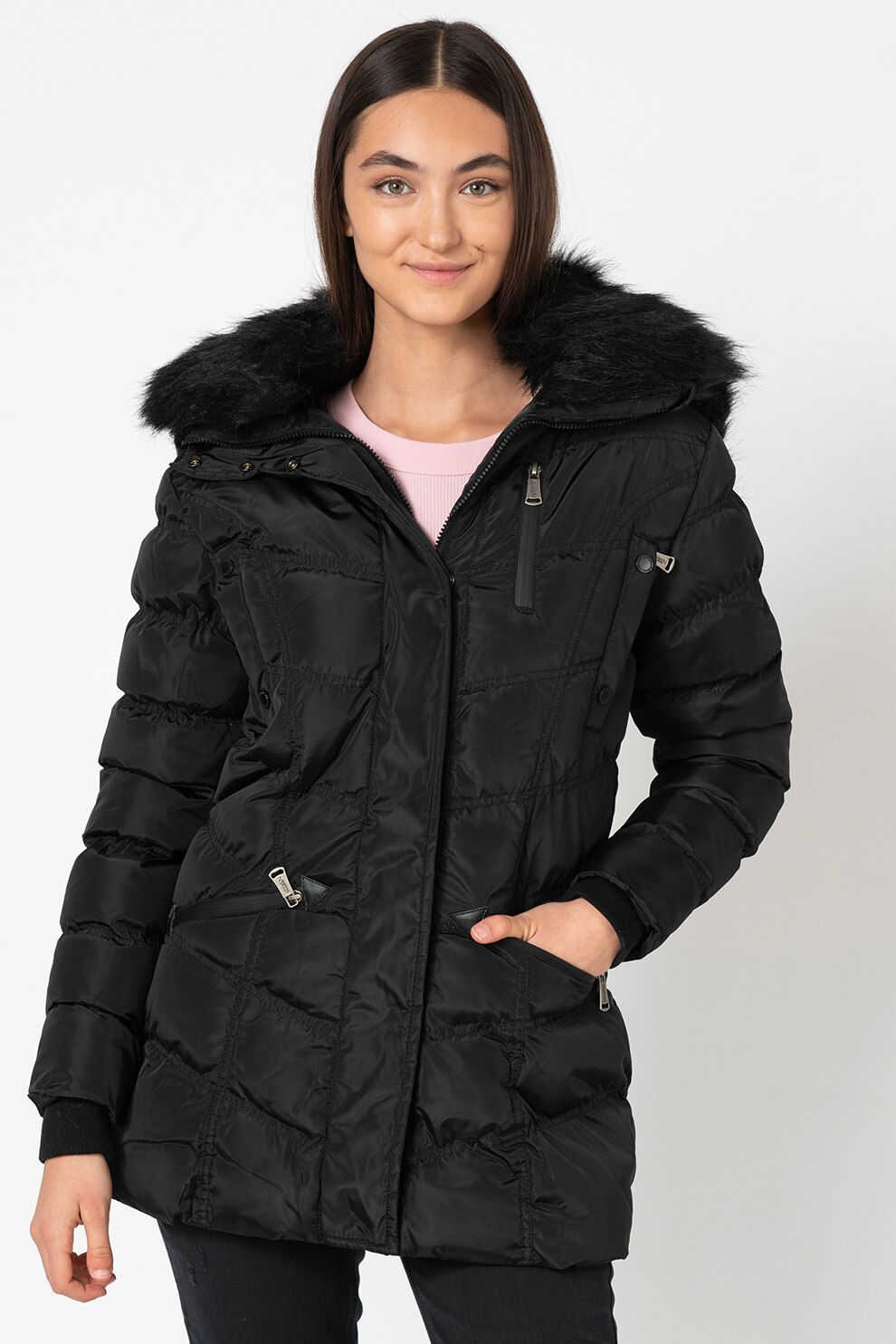 Geographical Norway, Geaca cu vatelina si gluga detasabila Doctor Lady, Negru