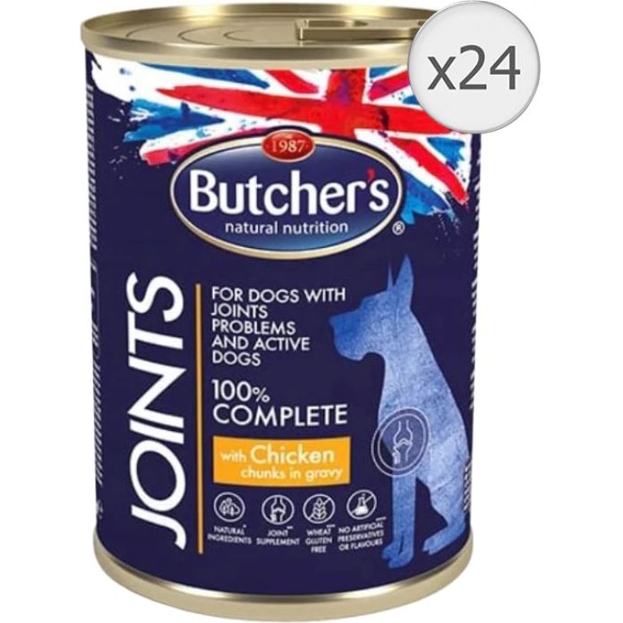 Hrana umeda pentru caini Butcher's Functional, Joints, Chicken Chunks in Jelly, 24 x 400g