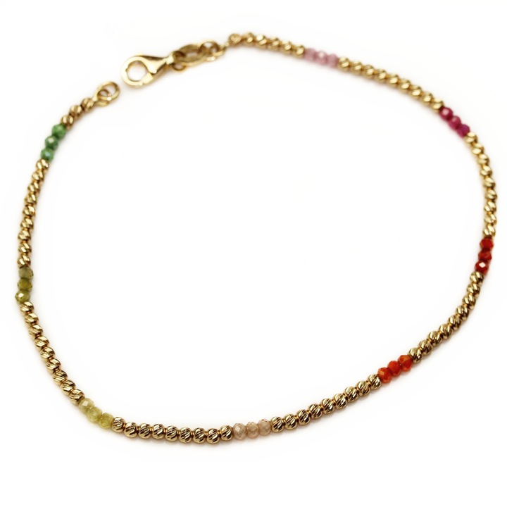 Bratara cu bilute din aur 14k si bilute colorate