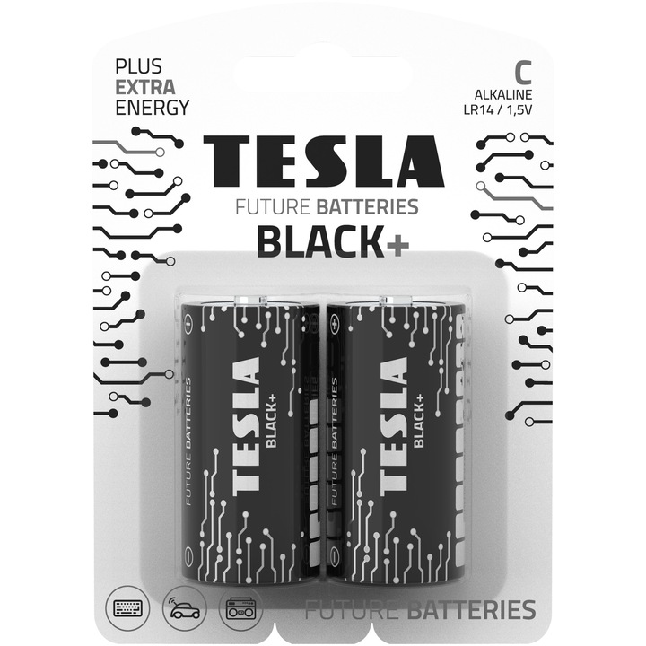 Батерии Tesla C BLACK+, Алкални, 2 бр