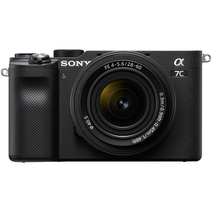 Aparat foto mirrorless Sony Alpha A7C, 24.2MP, Full-Frame, 4K + Obiectiv Sony FE28-60mm F4-5.6, Negru