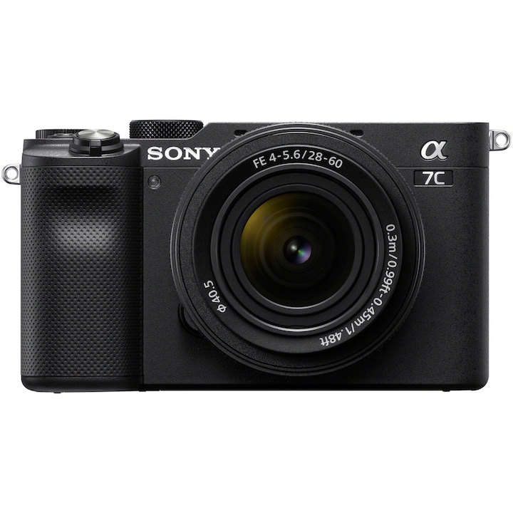 Фотопарат mirrorless Sony Alpha A7C, 24.2MP, Full-Frame, 4K + Обектив Sony FE28-60mm F4-5.6, Black