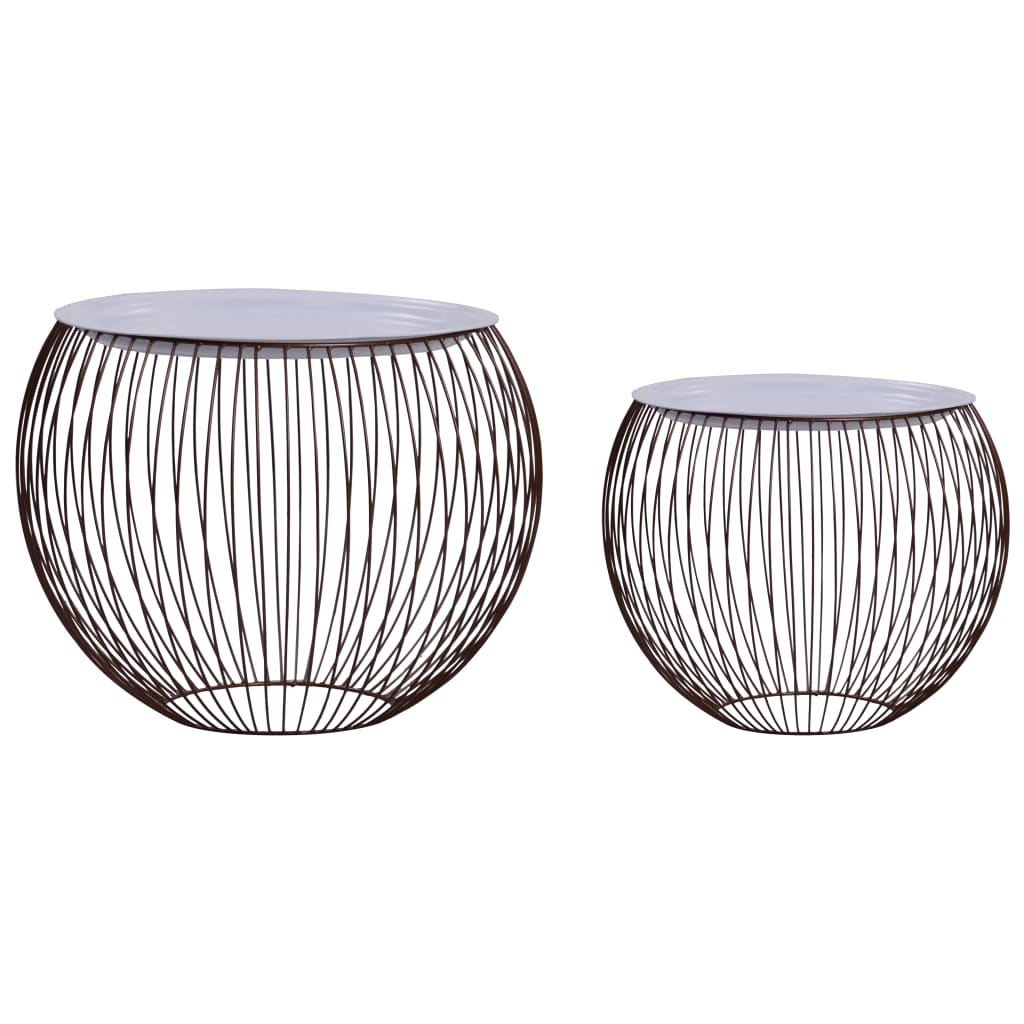 Set de 2 masute de cafea, vidaXL, Metal, 51 x 41 cm, Auriu