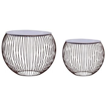 Set de 2 masute de cafea, vidaXL, Metal, 51 x 41 cm, Auriu Set de 2 masute de cafea, vidaXL, Metal, 51 x 41 cm, Auriu