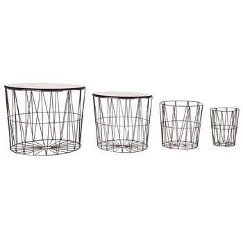 Set de 4 masute de cafea, vidaXL, Metal, 50 x 40 cm, Maro Set de 4 masute de cafea, vidaXL, Metal, 50 x 40 cm, Maro