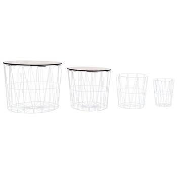 Set de 4 masute de cafea, vidaXL, Metal, 50 x 40 cm, Alb Set de 4 masute de cafea, vidaXL, Metal, 50 x 40 cm, Alb