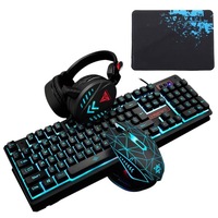 Set gaming Temsa, Tastatura/ Mouse/ Mouse pad/ Casti, Negru