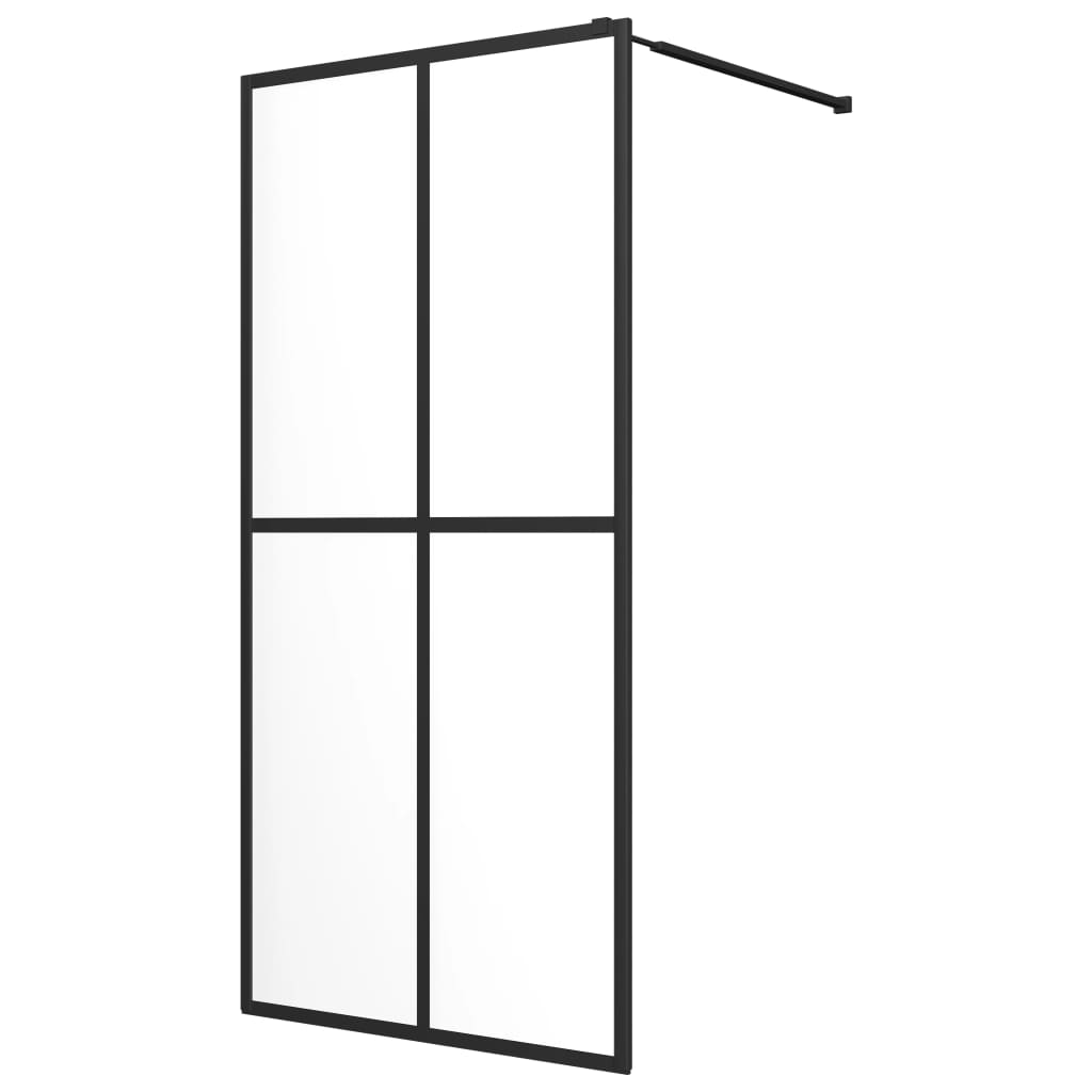 Paravan de dus walk in, vidaXL, Sticla securizata, 80x195 cm, Transparent/Negru