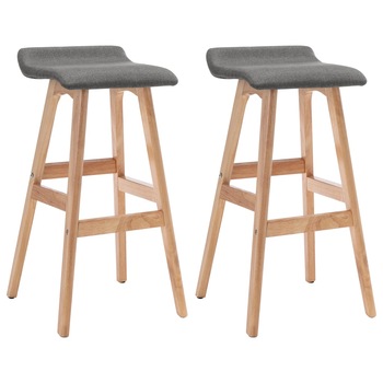Set 2 scaune de bar, vidaXL, Poliester/Lemn de fag, 41 x 42 x 79 cm, Gri inchis/Maro deschis Set 2 scaune de bar, vidaXL, Poliester/Lemn de fag, 41 x 42 x 79 cm, Gri inchis/Maro deschis