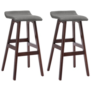 Set 2 scaune de bar, vidaXL, Poliester/Lemn de fag, 41 x 42 x 79 cm, Gri inchis Set 2 scaune de bar, vidaXL, Poliester/Lemn de fag, 41 x 42 x 79 cm, Gri inchis