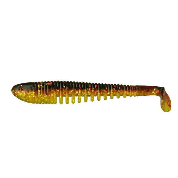 Set 5 buc Shad KP Skeleton Shad 7.5cm, Motor Oil Gold