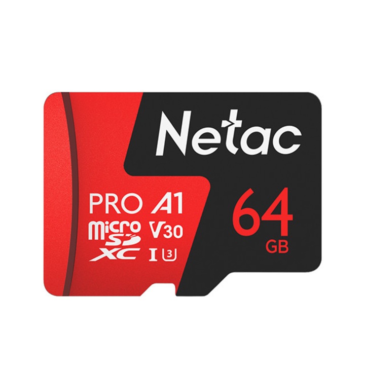 Карта памет Netac P500 Extreme Pro, 64G, Micro SDXC до 100MB/s, 667x, UHS-I, U3 V30, с адаптер