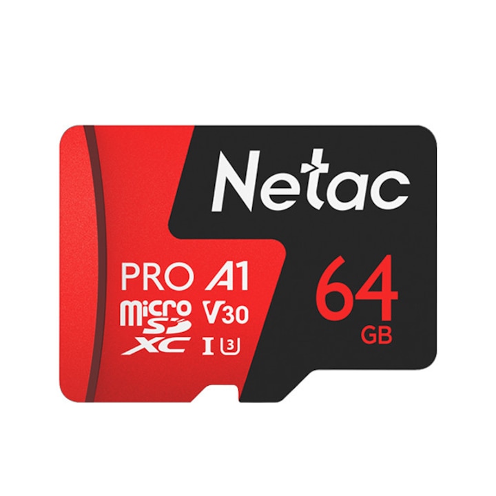 Карта памет Netac P500 Extreme Pro, 64G , Micro SDXC до 100MB/s, 667x, UHS-I , U3 V30, с адаптер