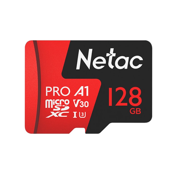 Карта памет Netac P500 Extreme Pro, 128G , Micro SDXC до 100MB/s, 667x, UHS-I , U3 V30, с адаптер