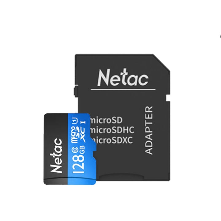 Карта памет Netac P500 Standard 128G , Micro SDXC до 80MB/s 533x, Class10, Ultra High Speed, U1, UHS-I, с адаптер