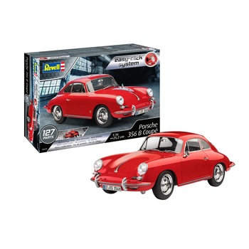 Automodel de construit Porsche 356 Coupe Easy-Click 1:16 7679, 127 piese, Rosu/Negru Automodel de construit Porsche 356 Coupe Easy-Click 1:16 7679, 127 piese, Rosu/Negru