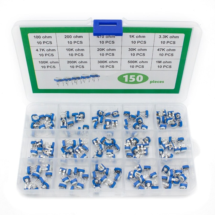 Комплект полурегулируеми потенциометри Arduino Clone, 150 броя