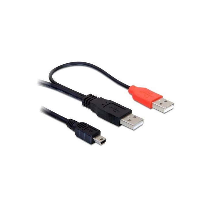DELOCK 9824472 Delock kábel, 2db USB-A 2.0 apa - USB mini 5 tűs