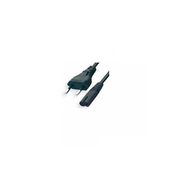 Home N 1/VDE hálózati csatlakozókábel, 1,5 m, H03VVH2-F 2x0,75 mm2, max.500 W, fekete