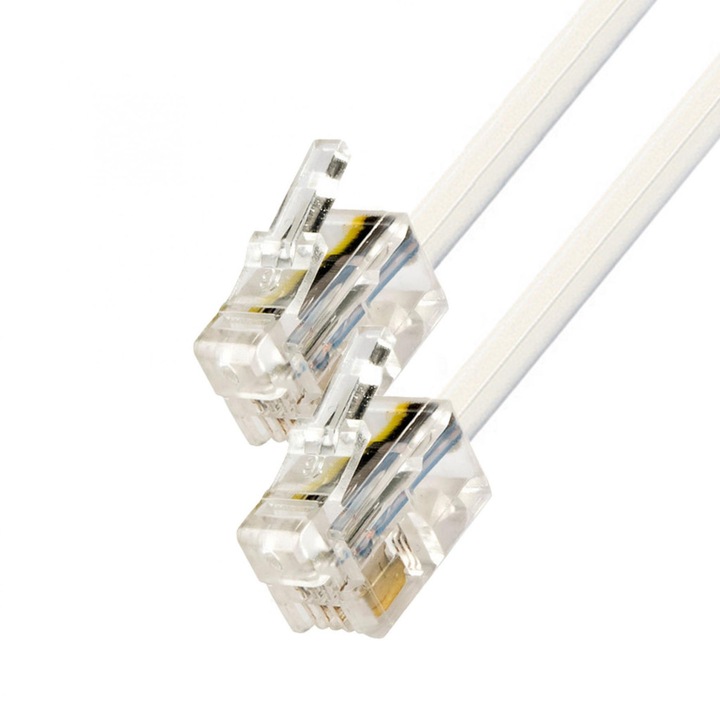 Cablu telefonic, Somogyi, USE T 5-10WH/X, 10 m, 6P4C DD, Alb