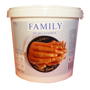 Kit mulaj maini 3D Familie, amprenta mulaj maini familie pentru 5 maini adulte sau copii, cadou inedit, cu vopsea metalica , BeYa Studio Kit mulaj maini 3D Familie, amprenta mulaj maini familie pentru 5 maini adulte sau copii, cadou inedit, cu vopsea metalica , BeYa Studio