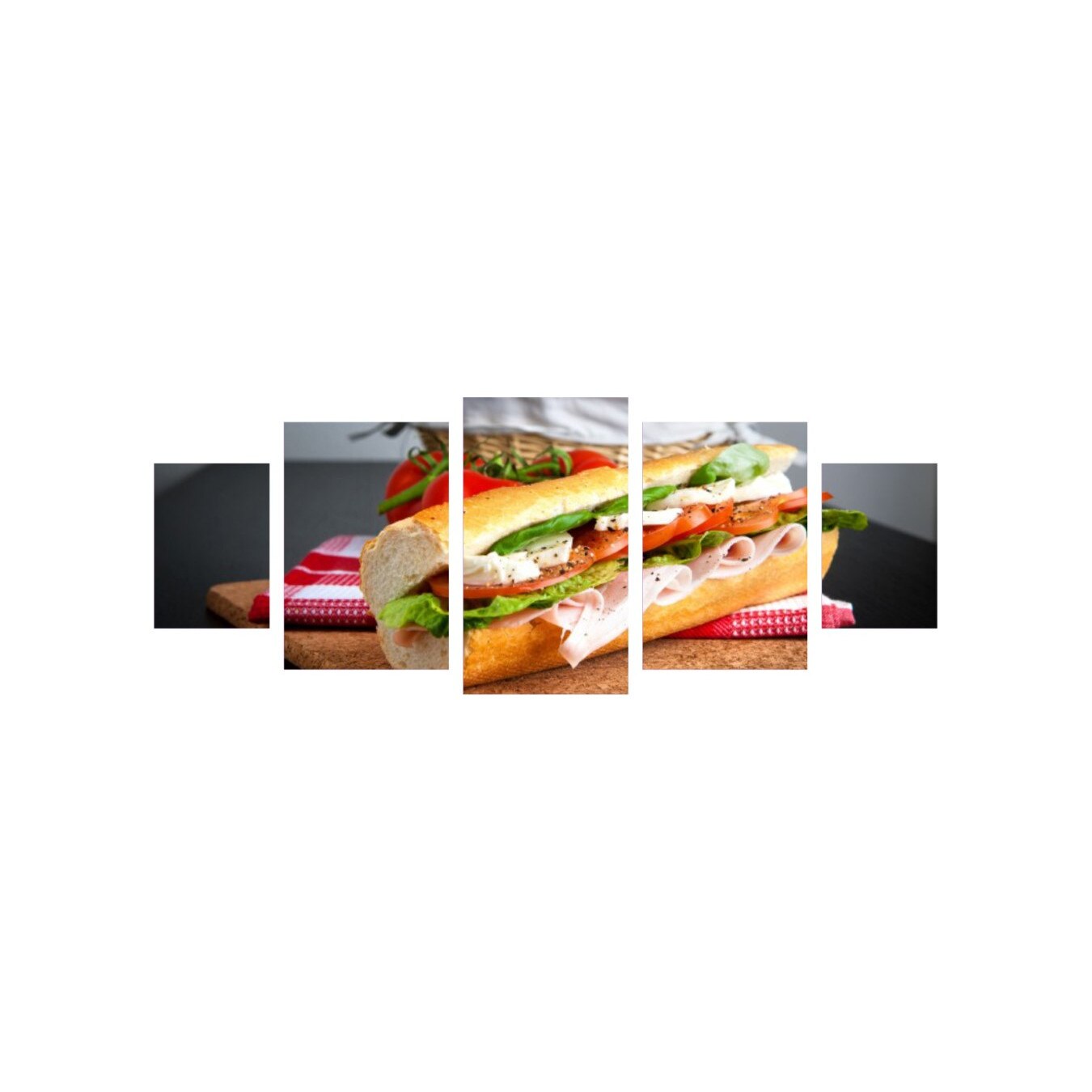 Tablou multicanvas 5 piese 220x90 cm, Food and Drinks model 46